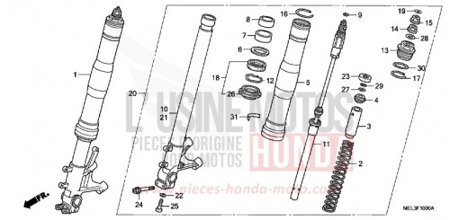 FOURCHETTE AVANT CBR1000RR7 de 2007